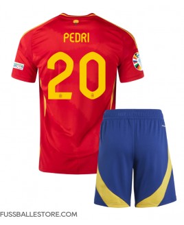 Günstige Spanien Pedri Gonzalez #20 Heimtrikotsatz Kinder EM 2024 Kurzarm (+ Kurze Hosen)